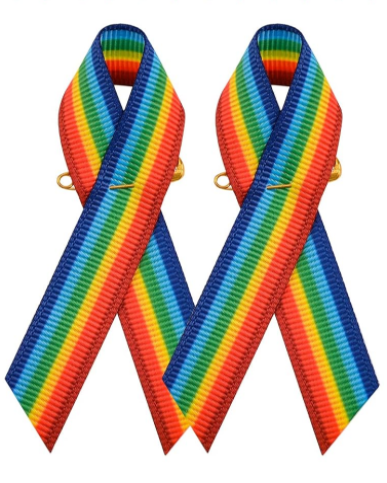Rainbow Ribbon Pin Badge